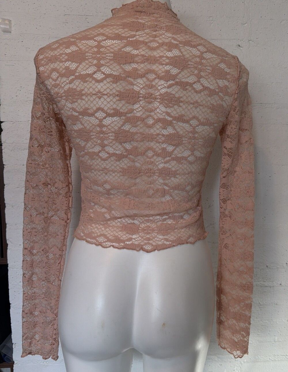 Coquette Dainty Lagenlook Y2K Ethereal Fairy BP FloralLace Top Blush M - Picture 4 of 6